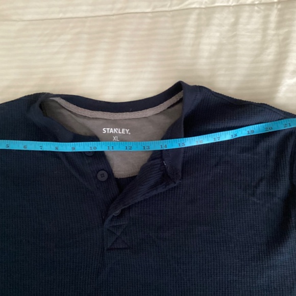 Men’s navy blue Henley by Stanley, extra large new without tags extra button - Picture 2 of 10